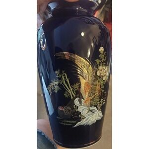 Vintage Japanese porcelain Cobalt Blue beautiful Vase 1960s Art‎ Collection #380